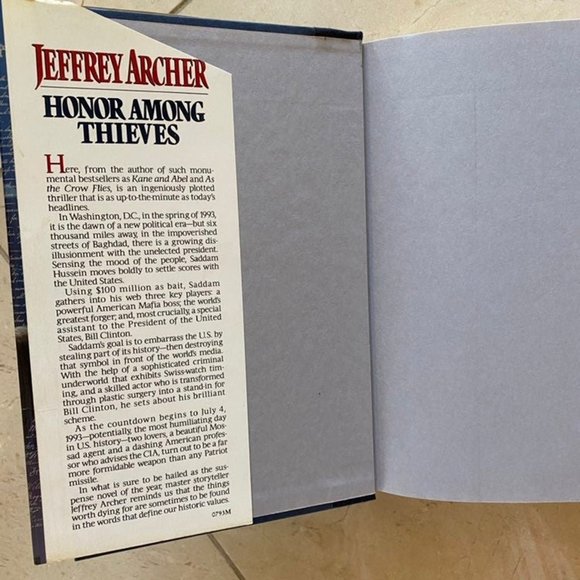 Jeffrey Archer novel "Honor Among Thieves" 1993 Political Intrigue Iraq - Picture 3 of 5